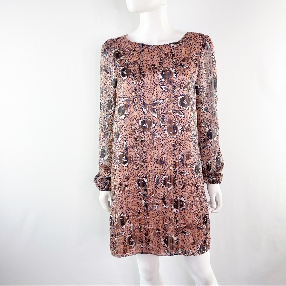 NEW Lulus Size M Blush Pink Floral ASHFORD Shift Dress Metallic Pinstripe - Picture 2 of 13